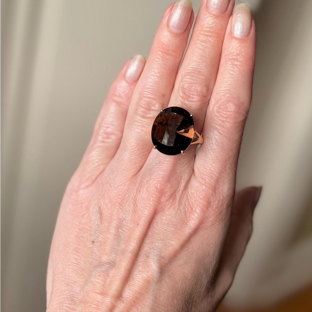 14K Gold Smoky Topaz Cocktail Ring Sz 6 – Original $1,725 Tag - Picture 10 of 12